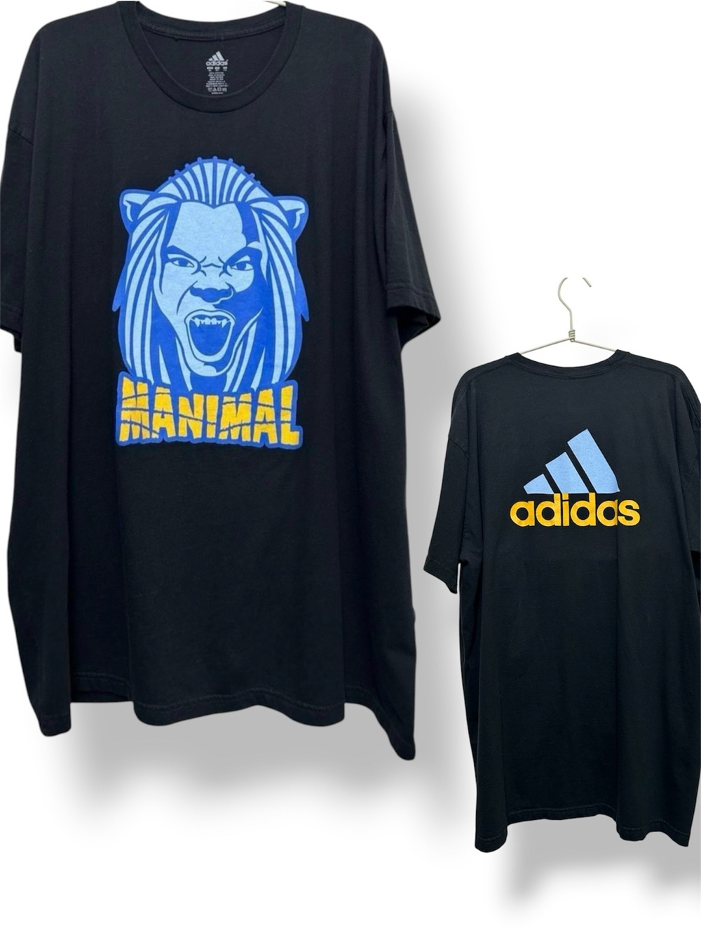 Adidas Manimal Graphic T Shirt Mens 3XL Black Big Logo Animal Streetwear